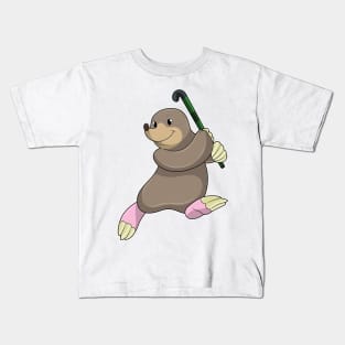 Mole at Hockey with Hockey bat Kids T-Shirt